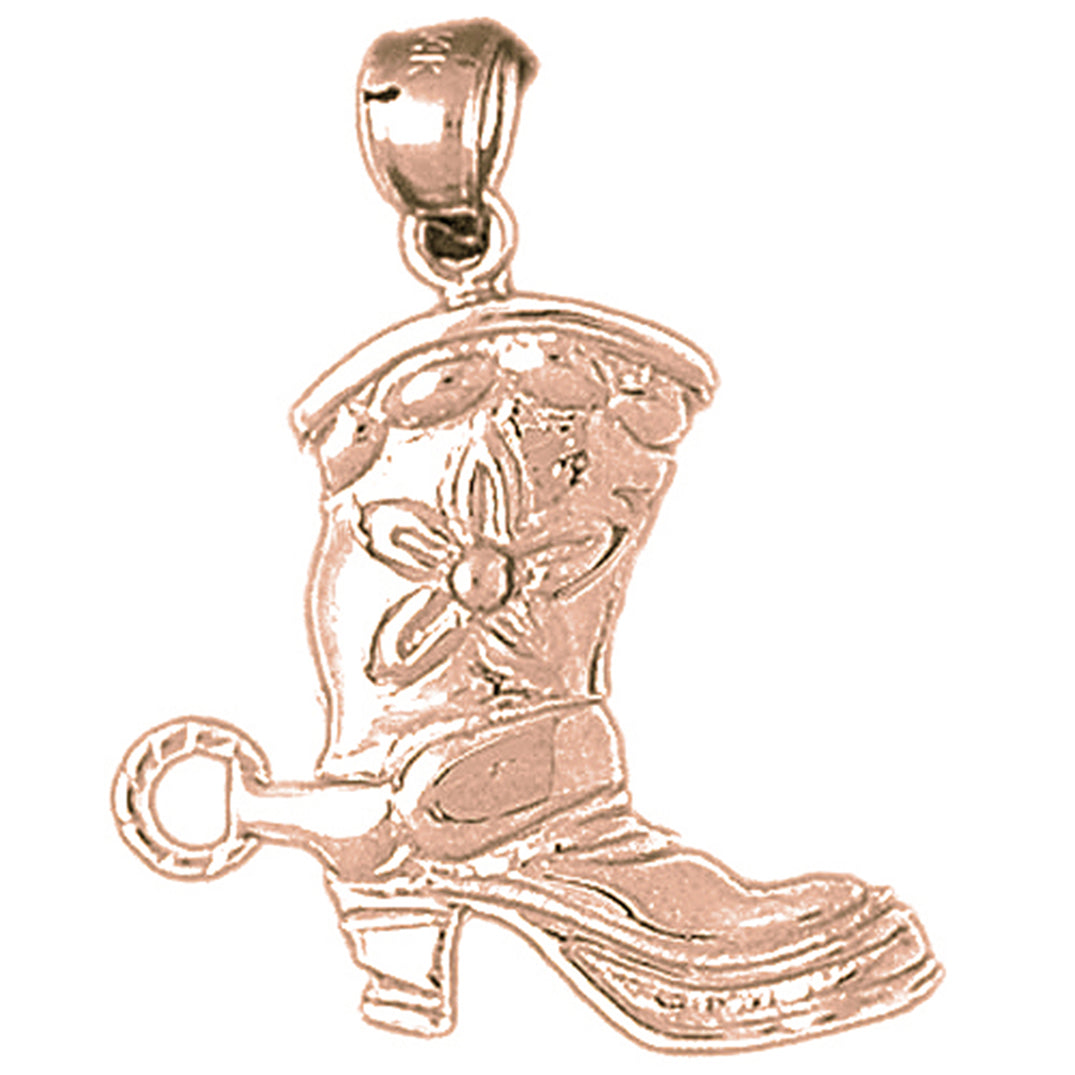 10K, 14K or 18K Gold Cowboy Boots Pendant