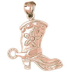 10K, 14K or 18K Gold Cowboy Boots Pendant
