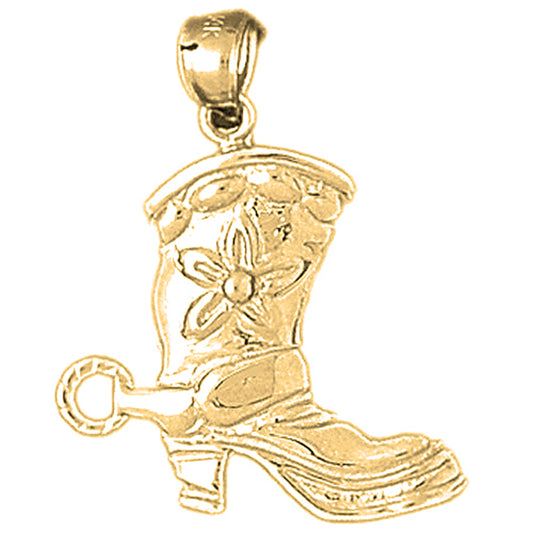 10K, 14K or 18K Gold Cowboy Boots Pendant