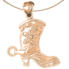10K, 14K oder 18K Gold Cowboystiefel Anhänger