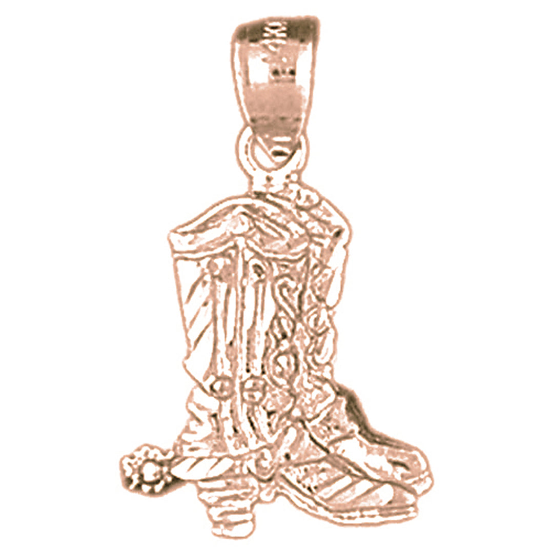 14K or 18K Gold Cowboy Boots Pendant