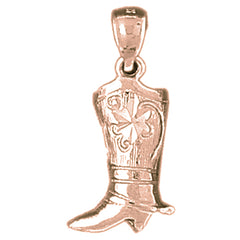 14K or 18K Gold Cowboy Boots Pendant