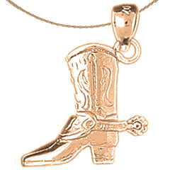 3D-Cowboystiefel-Anhänger aus 10 Karat, 14 Karat oder 18 Karat Gold