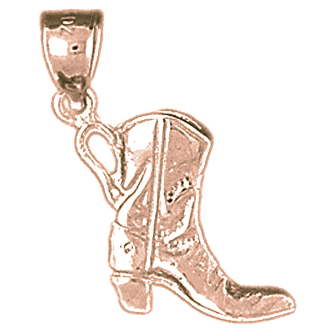 10K, 14K or 18K Gold 3D Cowboy Boot Pendant