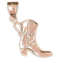10K, 14K or 18K Gold 3D Cowboy Boot Pendant