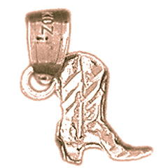 14K or 18K Gold 3D Cowboy Boot Pendant