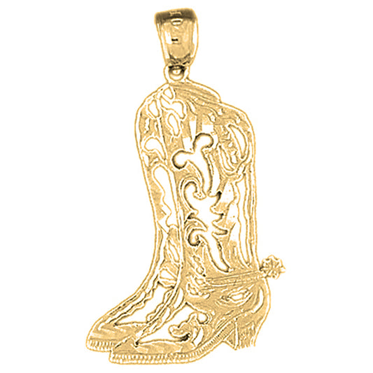 14K or 18K Gold Cowboy Boots Pendant