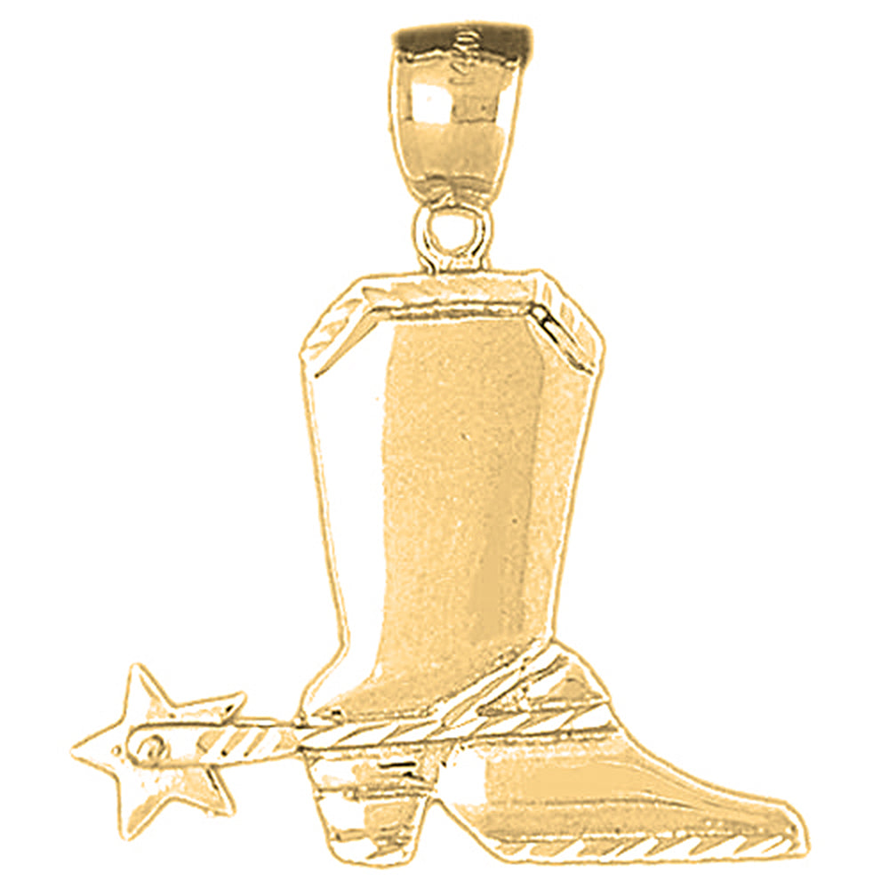 10K, 14K or 18K Gold Cowboy Boots Pendant