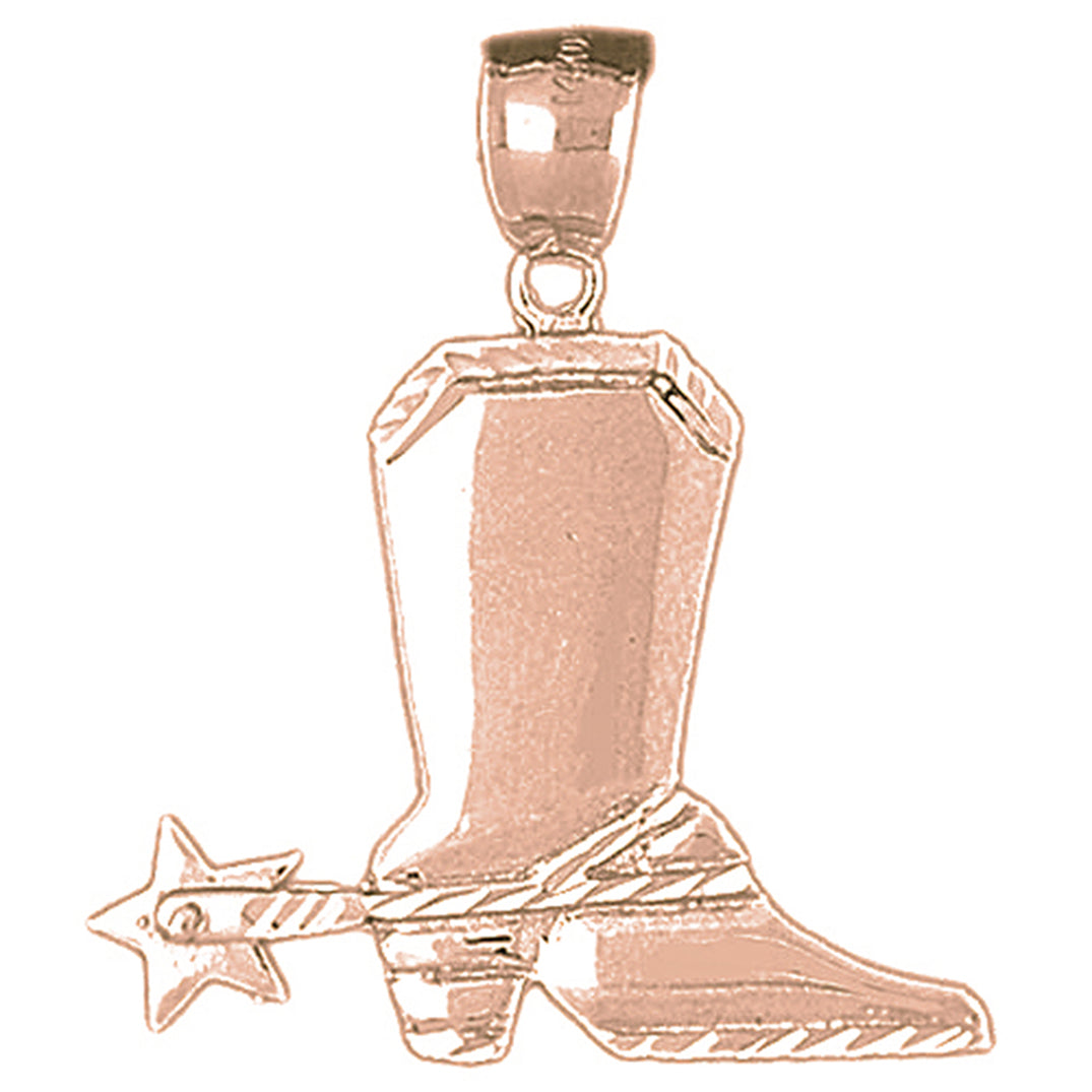 10K, 14K or 18K Gold Cowboy Boots Pendant