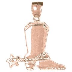 10K, 14K or 18K Gold Cowboy Boots Pendant