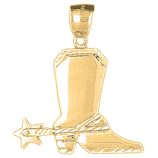 10K, 14K or 18K Gold Cowboy Boots Pendant