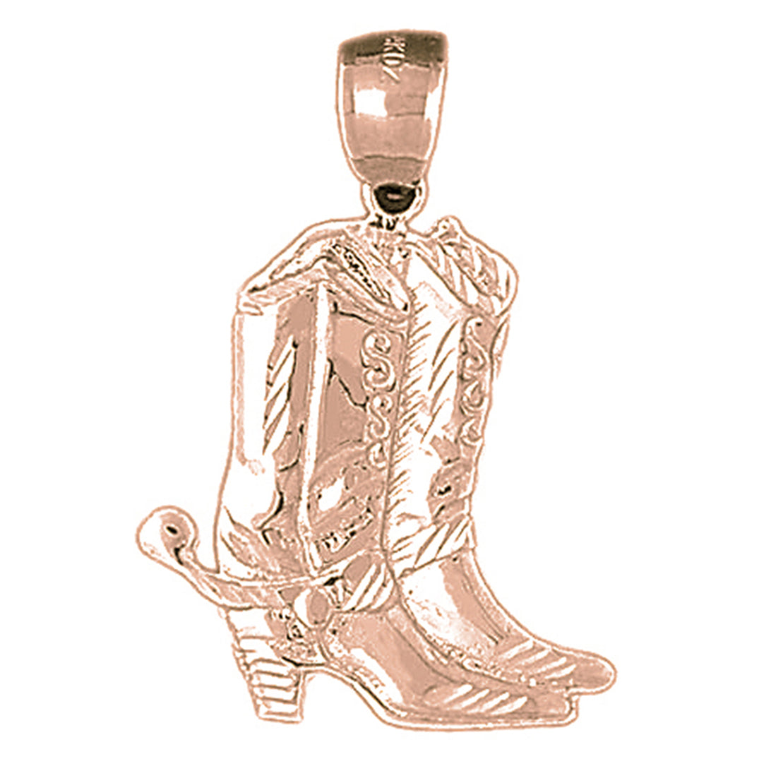 10K, 14K or 18K Gold Cowboy Boots Pendant