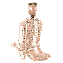 10K, 14K or 18K Gold Cowboy Boots Pendant
