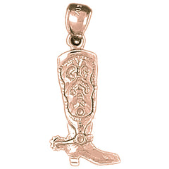 10K, 14K or 18K Gold Cowboy Boots Pendant