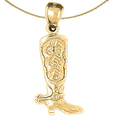 10K, 14K oder 18K Gold Cowboystiefel Anhänger