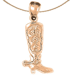 10K, 14K oder 18K Gold Cowboystiefel Anhänger