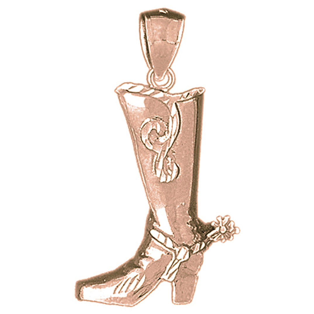 10K, 14K or 18K Gold Cowboy Boots Pendant
