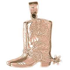 10K, 14K or 18K Gold Cowboy Boots Pendant
