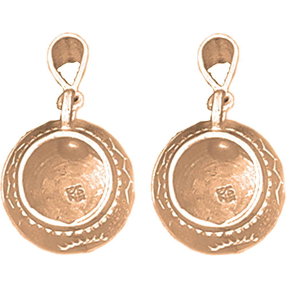 14K or 18K Gold 25mm 3D Indian Pottery Earrings