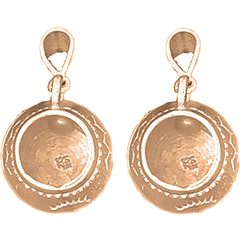 14K or 18K Gold 25mm 3D Indian Pottery Earrings