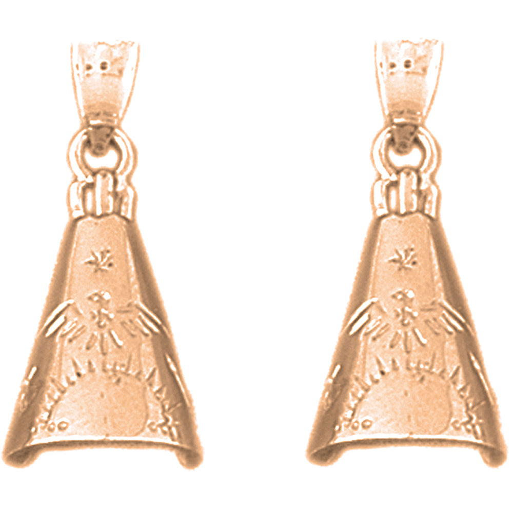 14K or 18K Gold 24mm Teepee Earrings