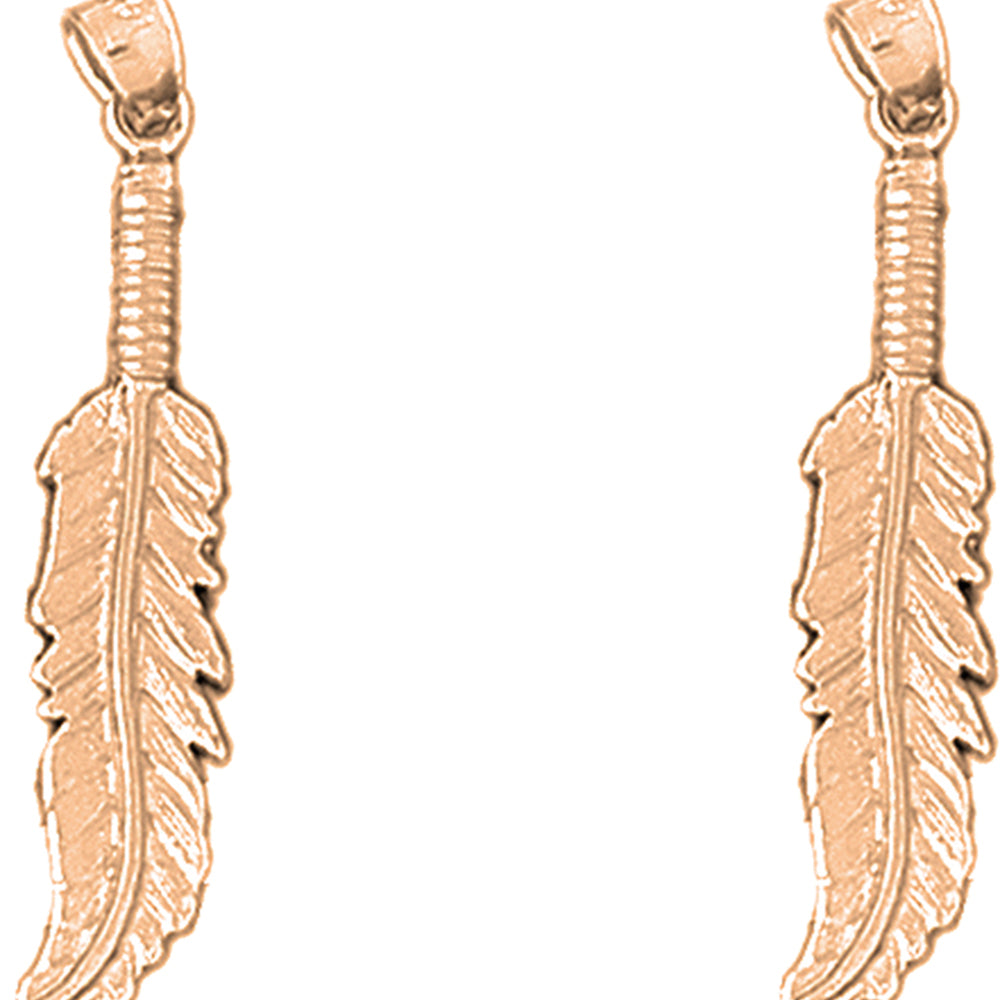 14K or 18K Gold 34mm Feather Earrings