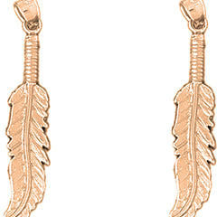 14K or 18K Gold 34mm Feather Earrings