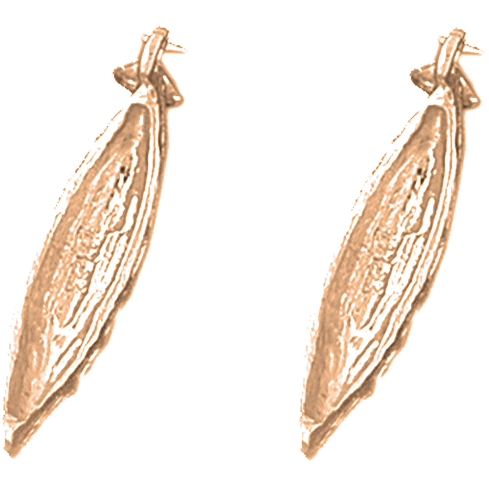 14K or 18K Gold 27mm 3D Canoe Earrings