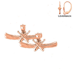 14K or 18K Gold Canoe With Paddles Earrings