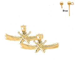 14K or 18K Gold Canoe With Paddles Earrings