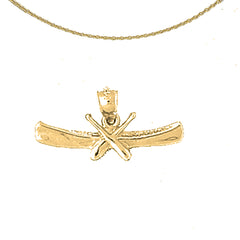14K oder 18K Gold Kanu mit Paddel Anhänger