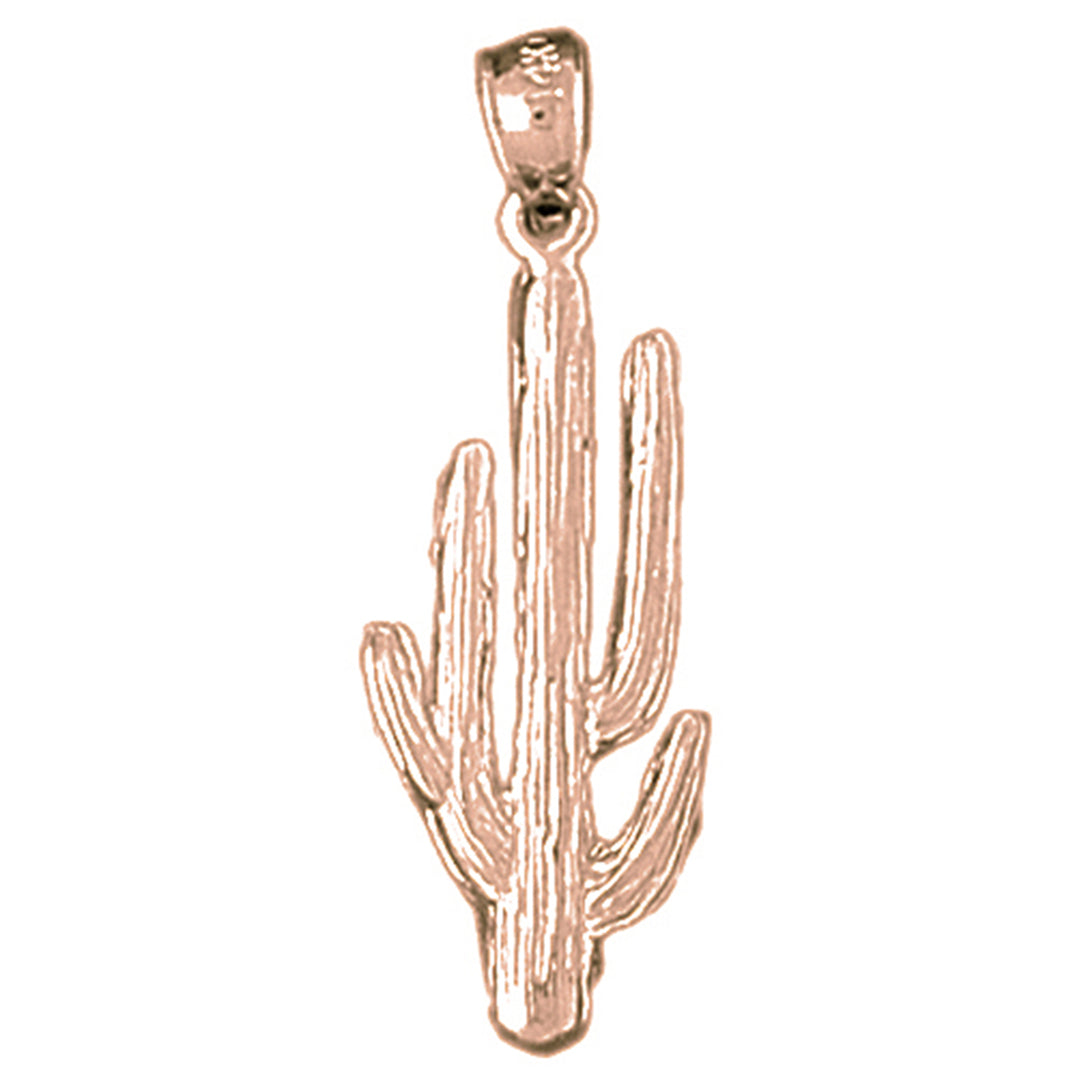 14K or 18K Gold Cactus Pendant