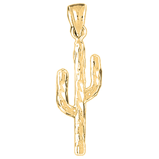 14K or 18K Gold Cactus Pendant