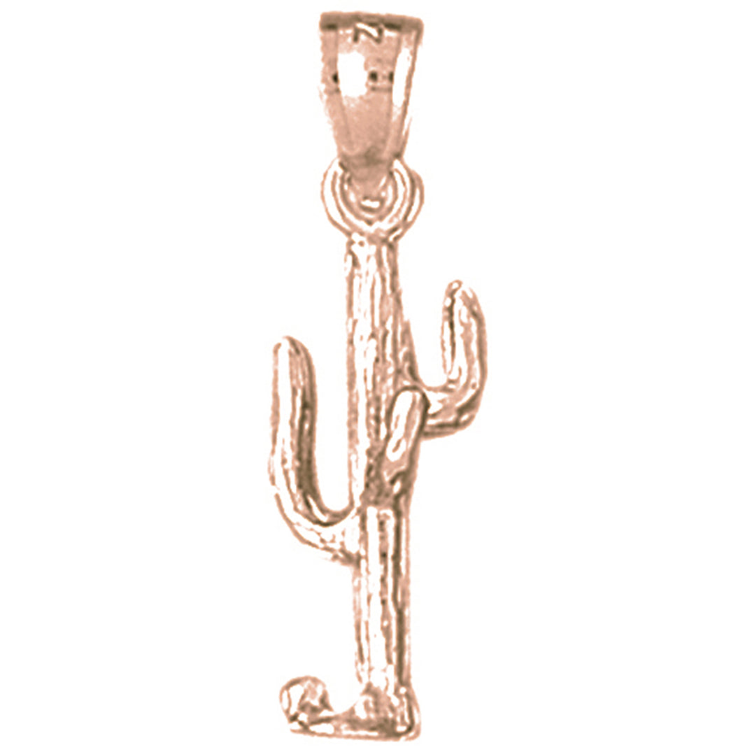 14K or 18K Gold 3D Cactus Pendant