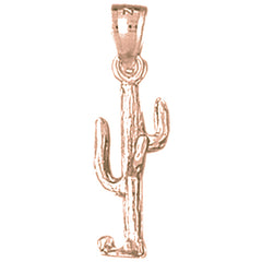 14K or 18K Gold 3D Cactus Pendant