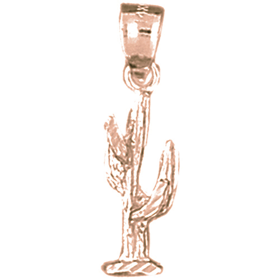 14K or 18K Gold 3D Cactus Pendant