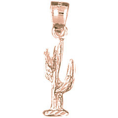 14K or 18K Gold 3D Cactus Pendant