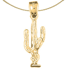 14K or 18K Gold 3D Cactus Pendant