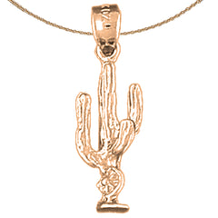 14K or 18K Gold 3D Cactus Pendant