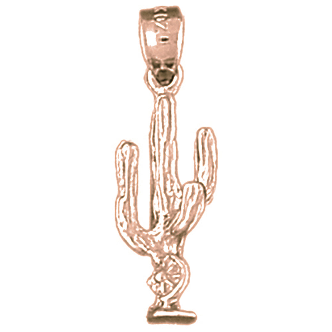 14K or 18K Gold 3D Cactus Pendant