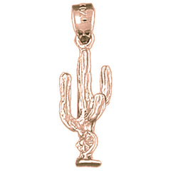 14K or 18K Gold 3D Cactus Pendant