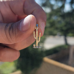 14K oder 18K Gold 3D Kaktus Anhänger