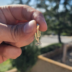 14K oder 18K Gold 3D Kaktus Anhänger