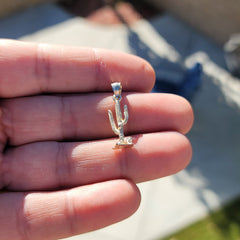 14K oder 18K Gold 3D Kaktus Anhänger