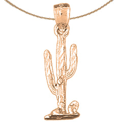 14K oder 18K Gold 3D Kaktus Anhänger