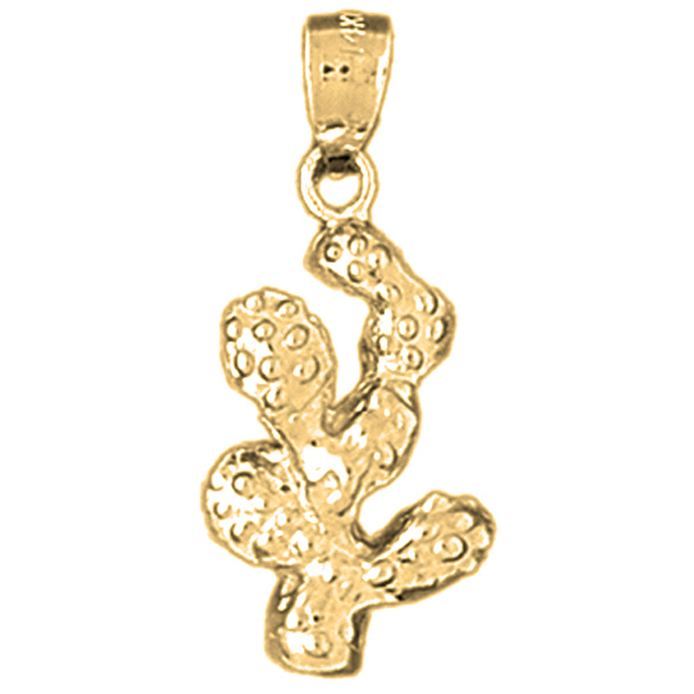 10K, 14K or 18K Gold Cactus Pendant