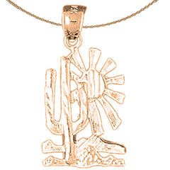 14K oder 18K Gold Anhänger mit Wüstenszene