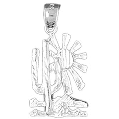 14K or 18K Gold Desert Scene Pendant