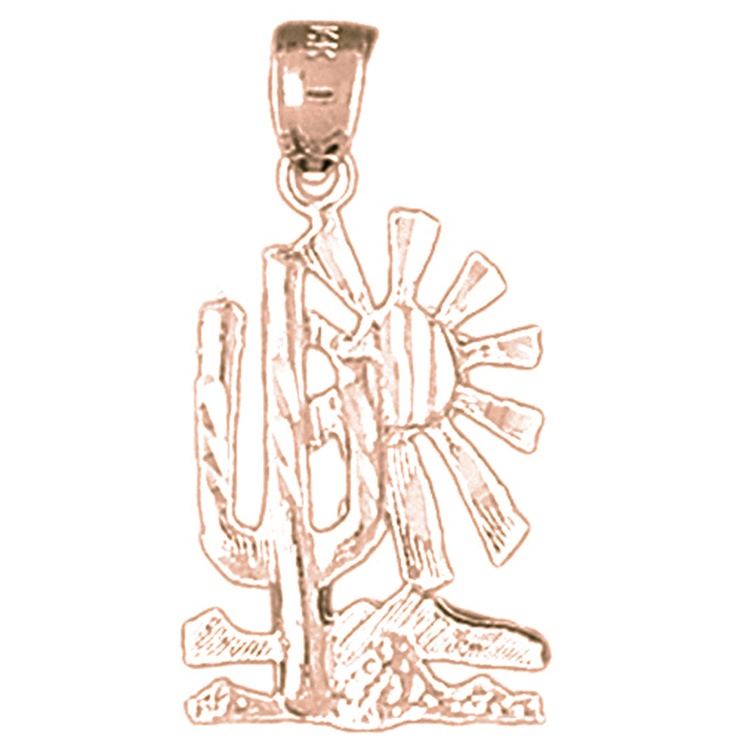 14K or 18K Gold Desert Scene Pendant