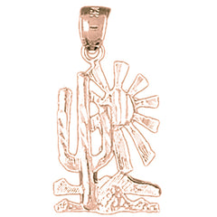 14K or 18K Gold Desert Scene Pendant